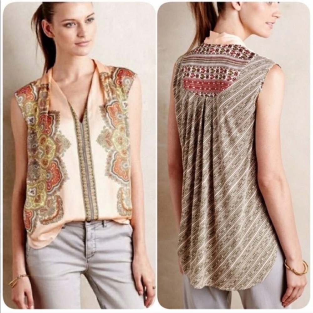 Anthropologie TINY Mixed Media Paisley Sunset Tank